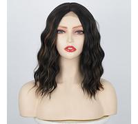 Luovce Pelucas sintéticas para mujer, longitud de hombro, cortas, onduladas, 14 pulgadas, color P2/30#