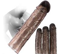 LUOWAN 3 PCS -CondóN Masculino De LáTex Transparente Negro AnticoncepcióN FáLica Realista Y Segura ProfiláCtico De LáTex Dispositivo Anticonceptivo De Pareja Reutilizable Diferentes TamañOs