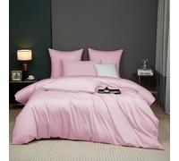 Luowei Ästhetik Bettwäsche 135 x 200 Baumwolle Satén -100% Langstapelige Baumwolle Hautfreundlich Bettzeug Rosa Oeko-Tex Zertifiziert Bettwäsche Set mit Reißverschluss und 1 Kissenbezug 80 x 80