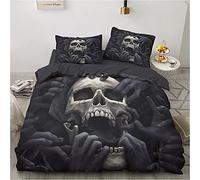 Luowei Juego de ropa de cama de 220 x 240 cm, diseño de calavera gótica, funda nórdica suave de microfibra y 2 fundas de almohada de 80 x 80 cm, con cremallera