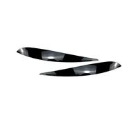 LUOWEINA 2x lámpara de faro de coche ceja párpado Compatible for VW, Polo 9N 2005-2009 moldura tapa decorativa Párpados para faros de coche(Glossy Black)