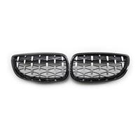 LUOWEINA Par de ABS for capó delantero de coche, rejilla estilo diamante, Meteor Compatible for Serie 3 E92 E93 Coupe 2006-2009 Rejilla de parachoques delantera para coche(Black sliver)