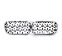LUOWEINA Parachoques delantero de coche, rejillas dobles, modelo de diamante for X5 X6 M F15 F16 F85 F86 2014-2017 Rejilla de parachoques delantera para coche(Silver)