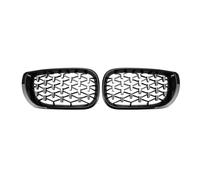 LUOWEINA Parrilla central delantera, Compatible for E46 Saloon 4 puertas Serie 3 2002-2005 Rejilla de diamante con capó ancho Rejilla de parachoques delantera para coche(Black silver)
