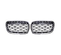 LUOWEINA Parrilla central delantera, Compatible for E70 E71 E72 X5 X6 2007-2013 Accesorios for automóvil Rejilla de diamante con capó ancho Rejilla de parachoques delantera para coche(Silver)
