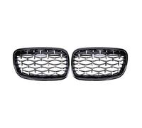LUOWEINA Parrilla central delantera, Compatible for E70 E71 E72 X5 X6 2007-2013 Accesorios for automóvil Rejilla de diamante con capó ancho Rejilla de parachoques delantera para coche(Black silver)