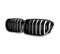 LUOWEINA Parrilla de coche, Compatible for 5 Series F10 F11 F18 520d 530d 540i 2010-2017, pieza de repuesto, parrilla de carreras de listones dobles negros brillantes Rejilla de parachoques delantera