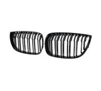 LUOWEINA Parrilla delantera de automóvil, Compatible for E81 E87 120d 120i 130i 2004-2006 Rejillas de doble listón ABS for automóvil Parrillas de carreras Rejilla negra brillante Rejilla de parachoque