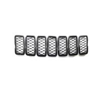 LUOWEINA Rejilla delantera, Compatible for Jeep, Grand Cherokee 2017-2021, cubierta interior de malla for parrilla, decoración embellecedora Rejilla de parachoques delantera para coche(Gloss black)