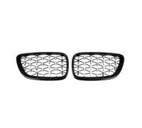 LUOWEINA Rejilla delantera de coche, Compatible for 2 Series F22 F23 F87 M2 2014-2019 Accesorios Diamond Racing Grill Grills Rejilla de parachoques delantera para coche(Black Silver)