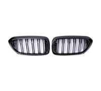 LUOWEINA Rejillas de parachoques delantero de coche, Compatible for 5 Series G30 G38 525I 530I 540I 550I 2018-2020 Rejilla de doble listón Parrilla negra brillante Rejilla de parachoques delantera par