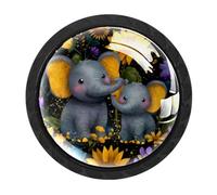 Luoweisi 4 pomos redondos para armario, diseño de elefantes, girasoles, tiradores de un solo agujero para cocina, decoración del hogar, armario, armario