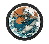 Luoweisi 4 pomos redondos para cajones de aparador, diseño de flecha tridente, tiburón, océano, manijas de un solo agujero para cocina, decoración del hogar, armario, armario