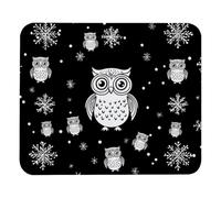 Luoweisi Alfombrilla de ratón con diseño de búho y copo de nieve de 25 x 21 cm, alfombrilla de ratón ultrafina con base antideslizante para computadora, juegos, laptop, uso en casa y oficina