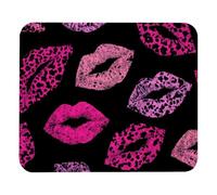 Luoweisi Alfombrilla de ratón con diseño de leopardo con labios de beso de 25 x 21 cm, alfombrilla de ratón ultrafina con base antideslizante para computadora, juegos, laptop, uso en la oficina en