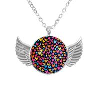 Luoweisi Collar de alas de ángel con calaveras de mariposas azules, aleación de aluminio, regalo de joyería para hombres y mujeres, talla única, Aleación de aluminio, No es una piedra preciosa