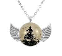 Luoweisi Collar de alas de ángel con calaveras de mariposas azules, aleación de aluminio, regalo de joyería para hombres y mujeres, talla única, Aleación de aluminio, No es una piedra preciosa