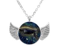 Luoweisi Collar de alas de ángel con cielo estrellado de pulpo, colgante de aleación de zinc, regalo de joyería para hombres y mujeres, talla única, Aleación de aluminio, No es una piedra preciosa