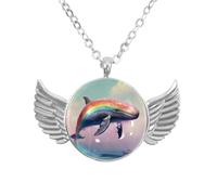 Luoweisi Collar de alas de ángel con cielo estrellado de pulpo, colgante de aleación de zinc, regalo de joyería para hombres y mujeres, talla única, Aleación de aluminio, No es una piedra preciosa