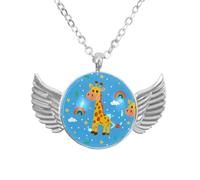 Luoweisi Collar de alas de ángel con jirafas, girasol, colgante de aleación de zinc, regalo de joyería para hombres y mujeres, talla única, Aleación de aluminio, No es una piedra preciosa