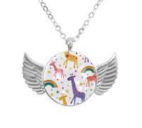 Luoweisi Collar de alas de ángel con jirafas, joyería de aleación de aluminio para hombres y mujeres, talla única, Aleación de aluminio, No es una piedra preciosa