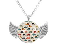Luoweisi Collar de alas de ángel con jirafas tropicales, colgante de aleación de zinc, regalo de joyería para hombres y mujeres, talla única, Aleación de aluminio, No es una piedra preciosa