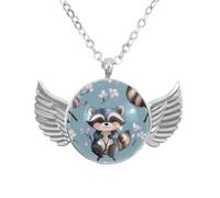 Luoweisi Collar de alas de ángel con mapache de bosque de cielo estrellado, aleación de aluminio, regalo de joyería para hombres y mujeres, talla única, Aleación de aluminio, No es una piedra preciosa