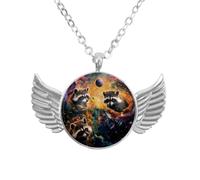 Luoweisi Collar de alas de ángel con mapache de bosque de cielo estrellado, aleación de aluminio, regalo de joyería para hombres y mujeres, talla única, Aleación de aluminio, No es una piedra preciosa