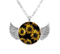 Luoweisi Collar de alas de ángel con planetas de nebulosa, aleación de zinc, regalo de joyería para hombres y mujeres, talla única, Aleación de aluminio, No es una piedra preciosa