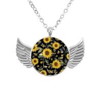 Luoweisi Collar de alas de ángel con planetas de nebulosa, aleación de zinc, regalo de joyería para hombres y mujeres, talla única, Aleación de aluminio, No es una piedra preciosa