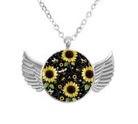 Luoweisi Collar de alas de ángel con planetas de nebulosa, aleación de zinc, regalo de joyería para hombres y mujeres, talla única, Aleación de aluminio, No es una piedra preciosa