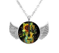 Luoweisi Collar de alas de ángel con planetas del espacio exterior, aleación de zinc, regalo de joyería para hombres y mujeres, talla única, Aleación de aluminio, No es una piedra preciosa