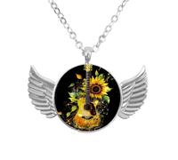 Luoweisi Collar de alas de ángel con planetas del espacio exterior, aleación de zinc, regalo de joyería para hombres y mujeres, talla única, Aleación de aluminio, No es una piedra preciosa