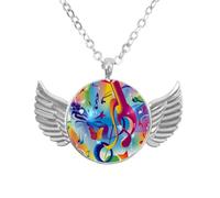 Luoweisi Collar de alas de ángel con planetas del espacio exterior, aleación de zinc, regalo de joyería para hombres y mujeres, talla única, Aleación de aluminio, No es una piedra preciosa
