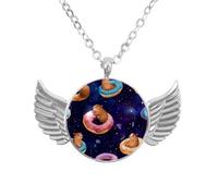 Luoweisi Collar de alas de ángel con sandías capibara, aleación de aluminio, regalo para hombres y mujeres, talla única, Aleación de aluminio, No es una piedra preciosa