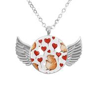 Luoweisi Collar de alas de ángel con sandías capibara, aleación de aluminio, regalo para hombres y mujeres, talla única, Aleación de aluminio, No es una piedra preciosa