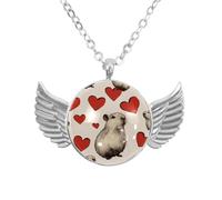 Luoweisi Collar de alas de ángel con sandías capibara, aleación de aluminio, regalo para hombres y mujeres, talla única, Aleación de aluminio, No es una piedra preciosa