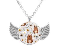 Luoweisi Collar de alas de ángel con sandías capibara, aleación de aluminio, regalo para hombres y mujeres, talla única, Aleación de aluminio, No es una piedra preciosa