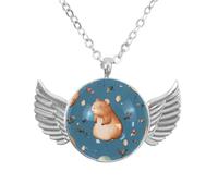 Luoweisi Collar de alas de ángel con sandías capibara, aleación de aluminio, regalo para hombres y mujeres, talla única, Aleación de aluminio, No es una piedra preciosa