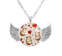 Luoweisi Collar de alas de ángel con sandías capibara, aleación de aluminio, regalo para hombres y mujeres, talla única, Aleación de aluminio, No es una piedra preciosa
