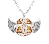 Luoweisi Collar de alas de ángel con sandías capibara, aleación de aluminio, regalo para hombres y mujeres, talla única, Aleación de aluminio, No es una piedra preciosa