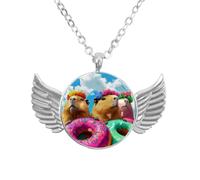 Luoweisi Collar de alas de ángel con sandías capibara, aleación de aluminio, regalo para hombres y mujeres, talla única, Aleación de aluminio, No es una piedra preciosa
