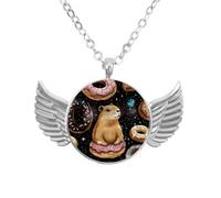 Luoweisi Collar de alas de ángel con sandías capibara, aleación de aluminio, regalo para hombres y mujeres, talla única, Aleación de aluminio, No es una piedra preciosa