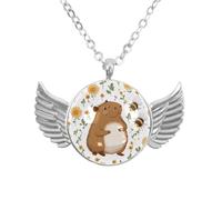 Luoweisi Collar de alas de ángel con sandías capibara, aleación de aluminio, regalo para hombres y mujeres, talla única, Aleación de aluminio, No es una piedra preciosa