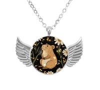Luoweisi Collar de alas de ángel con sandías capibara, aleación de aluminio, regalo para hombres y mujeres, talla única, Aleación de aluminio, No es una piedra preciosa