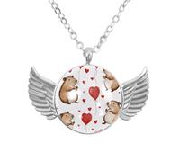 Luoweisi Collar de alas de ángel con sandías capibara, aleación de aluminio, regalo para hombres y mujeres, talla única, Aleación de aluminio, No es una piedra preciosa