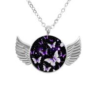 Luoweisi Collar de alas de ángel con trébol de tréboles, colgante de aleación de zinc, regalo de joyería para hombres y mujeres, talla única, Aleación de aluminio, No es una piedra preciosa