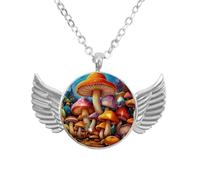 Luoweisi Collar de alas de ángel con trébol de tréboles, colgante de aleación de zinc, regalo de joyería para hombres y mujeres, talla única, Aleación de aluminio, No es una piedra preciosa