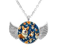 Luoweisi Collar de alas de ángel con trébol de tréboles, colgante de aleación de zinc, regalo de joyería para hombres y mujeres, talla única, Aleación de aluminio, No es una piedra preciosa