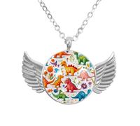 Luoweisi Collar de alas de ángel con trébol de tréboles, colgante de aleación de zinc, regalo de joyería para hombres y mujeres, talla única, Aleación de aluminio, No es una piedra preciosa